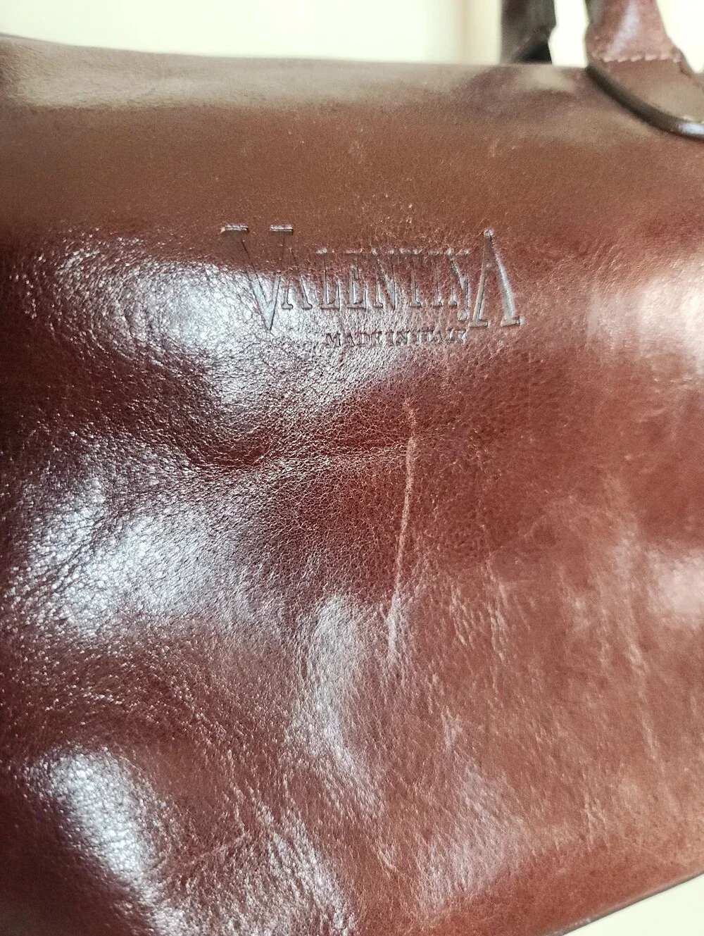 Vintage Valentina Brown Leather Tote Crossbody Bag Made in Italy